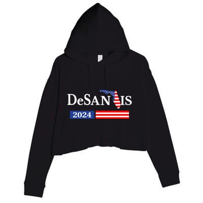 Desantis 2024 President American Flag Usa Flag Ron Desantis Meaningful Gift Crop Fleece Hoodie