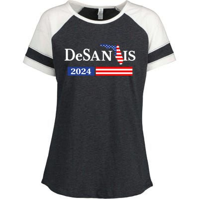 Desantis 2024 President American Flag Usa Flag Ron Desantis Meaningful Gift Enza Ladies Jersey Colorblock Tee