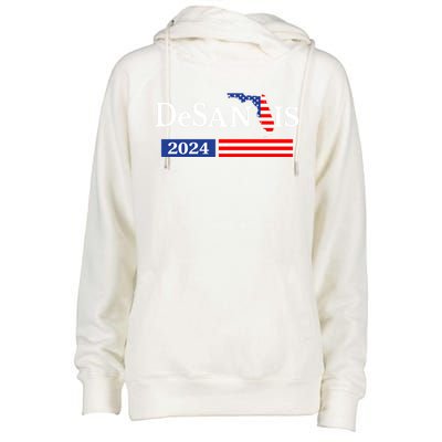 Desantis 2024 President American Flag Usa Flag Ron Desantis Meaningful Gift Womens Funnel Neck Pullover Hood