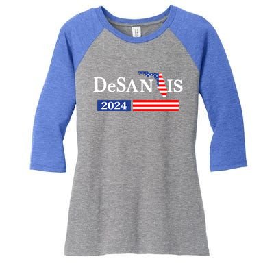 Desantis 2024 President American Flag Usa Flag Ron Desantis Meaningful Gift Women's Tri-Blend 3/4-Sleeve Raglan Shirt