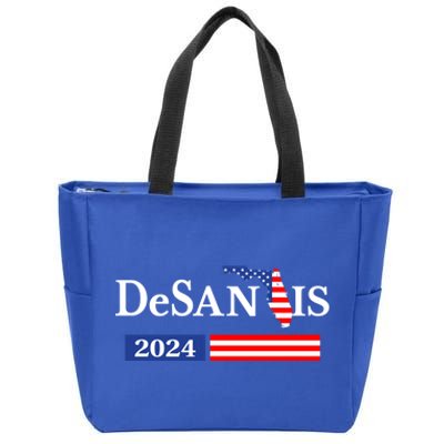 Desantis 2024 President American Flag Usa Flag Ron Desantis Meaningful Gift Zip Tote Bag