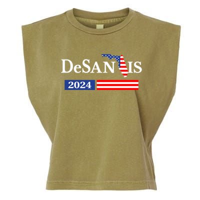 Desantis 2024 President American Flag Usa Flag Ron Desantis Meaningful Gift Garment-Dyed Women's Muscle Tee