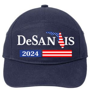 Desantis 2024 President American Flag Usa Flag Ron Desantis Meaningful Gift 7-Panel Snapback Hat