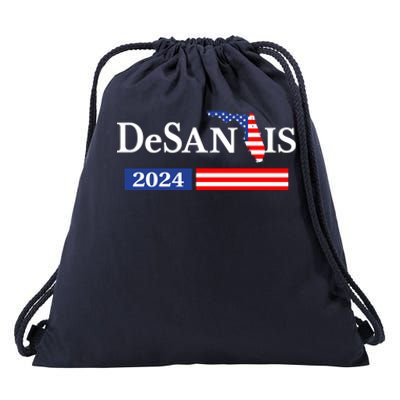 Desantis 2024 President American Flag Usa Flag Ron Desantis Meaningful Gift Drawstring Bag