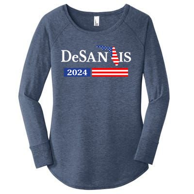 Desantis 2024 President American Flag Usa Flag Ron Desantis Meaningful Gift Women's Perfect Tri Tunic Long Sleeve Shirt