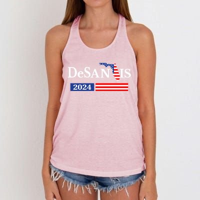 Desantis 2024 President American Flag Usa Flag Ron Desantis Meaningful Gift Women's Knotted Racerback Tank