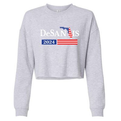 Desantis 2024 President American Flag Usa Flag Ron Desantis Meaningful Gift Cropped Pullover Crew