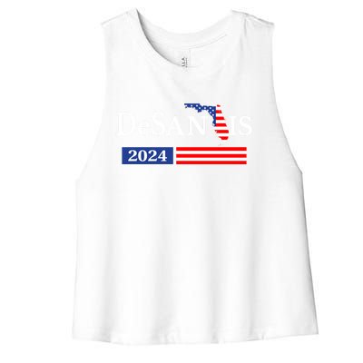 Desantis 2024 President American Flag Usa Flag Ron Desantis Meaningful Gift Women's Racerback Cropped Tank