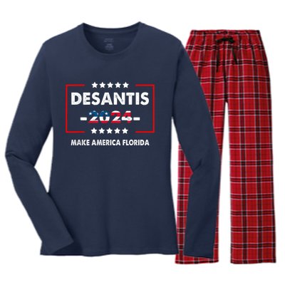 DeSantis 2024 Ron DeSantis For President 2024 Election Women's Long Sleeve Flannel Pajama Set 