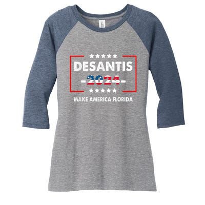 DeSantis 2024 Ron DeSantis For President 2024 Election Women's Tri-Blend 3/4-Sleeve Raglan Shirt