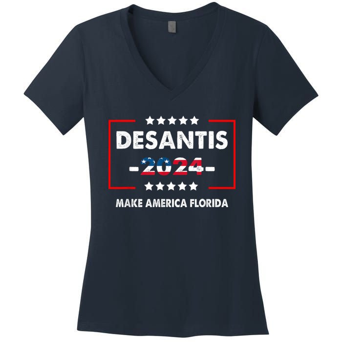 DeSantis 2024 Ron DeSantis For President 2024 Election Women's V-Neck T-Shirt