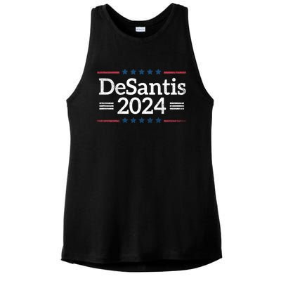 Desantis 2024 Retro Vintage Make America Florida Ladies PosiCharge Tri-Blend Wicking Tank