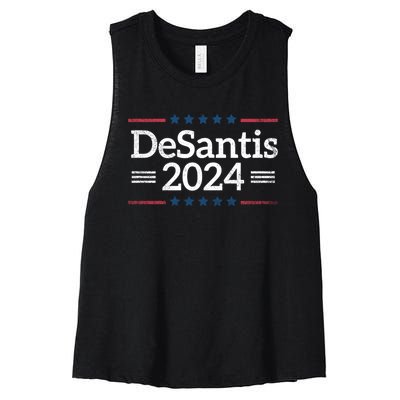 Desantis 2024 Retro Vintage Make America Florida Women's Racerback Cropped Tank