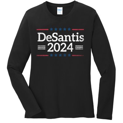 Desantis 2024 Retro Vintage Make America Florida Ladies Long Sleeve Shirt