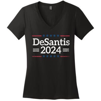 Desantis 2024 Retro Vintage Make America Florida Women's V-Neck T-Shirt