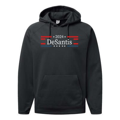 Desantis 2024 Retro Vintage Make America Florida Performance Fleece Hoodie