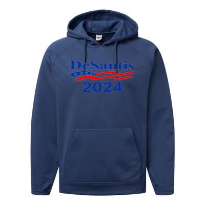 Desantis 2024 Retro Vintage Make America Florida Performance Fleece Hoodie