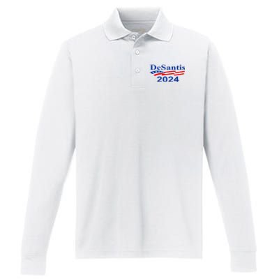 Desantis 2024 Retro Vintage Make America Florida Performance Long Sleeve Polo