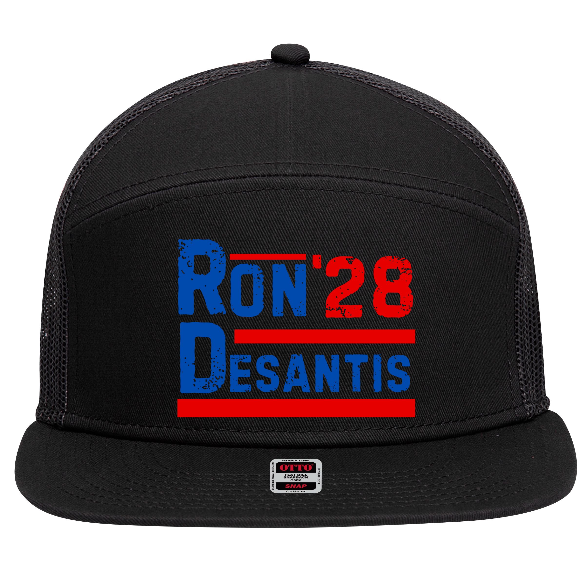 Desantis 2028 Ron Desantis 2028 President Election Retro 7 Panel Mesh Trucker Snapback Hat