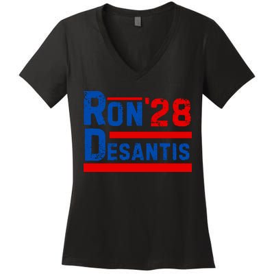 Desantis 2028 Ron Desantis 2028 President Election Retro Women's V-Neck T-Shirt