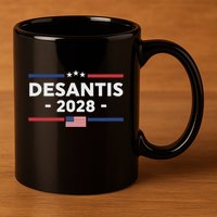 Desantis 2028 Ron Desantis 2028 President Election Us Flag 11oz C Handle Ceramic Mug