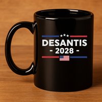 Desantis 2028 Ron Desantis 2028 President Election Us Flag 11oz C Handle Ceramic Mug