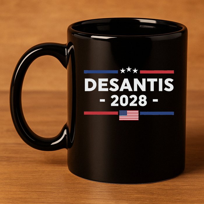 Desantis 2028 Ron Desantis 2028 President Election Us Flag 11oz C Handle Ceramic Mug