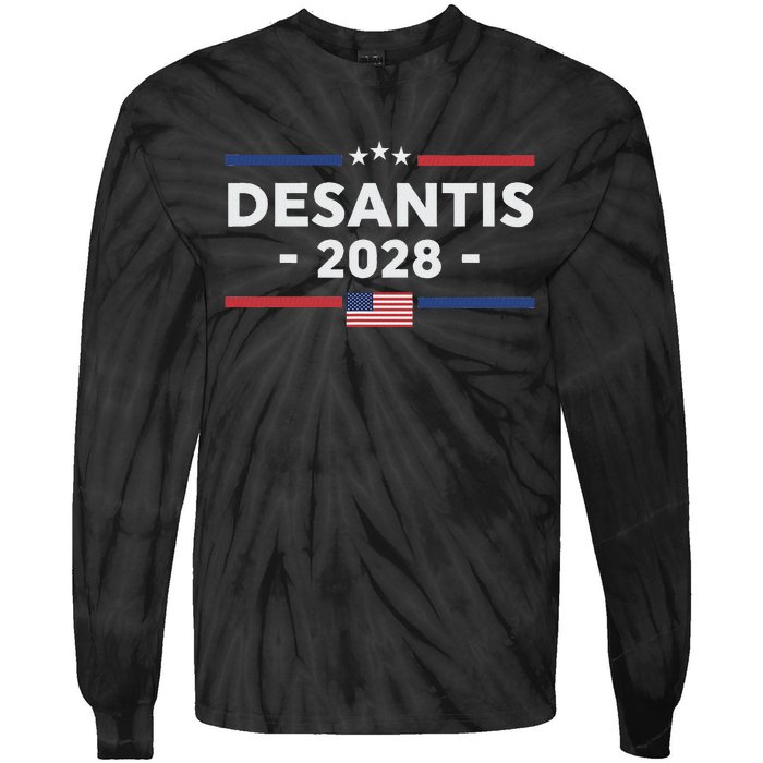 Desantis 2028 Ron Desantis 2028 President Election Us Flag Tie-Dye Long Sleeve Shirt