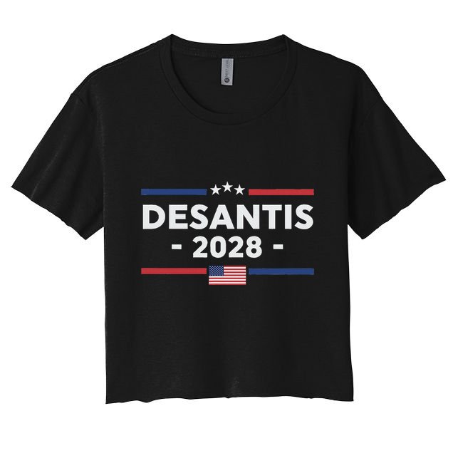 Desantis 2028 Ron Desantis 2028 President Election Us Flag Women's Crop Top Tee