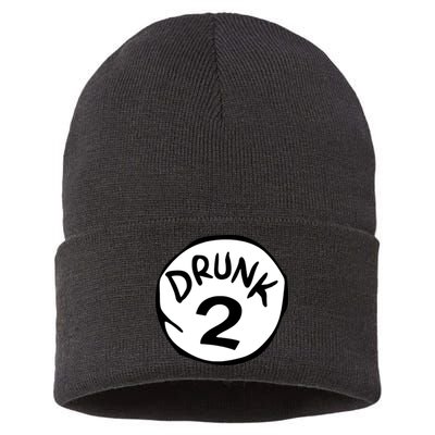 Drunk 2 St Patrick Day Funny Drunk Beer Pong Drunk 2 Sustainable Knit Beanie