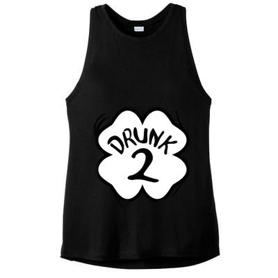 Drunk 2 St Pattys Day Green Tee Drinking Team Group Matching Ladies PosiCharge Tri-Blend Wicking Tank