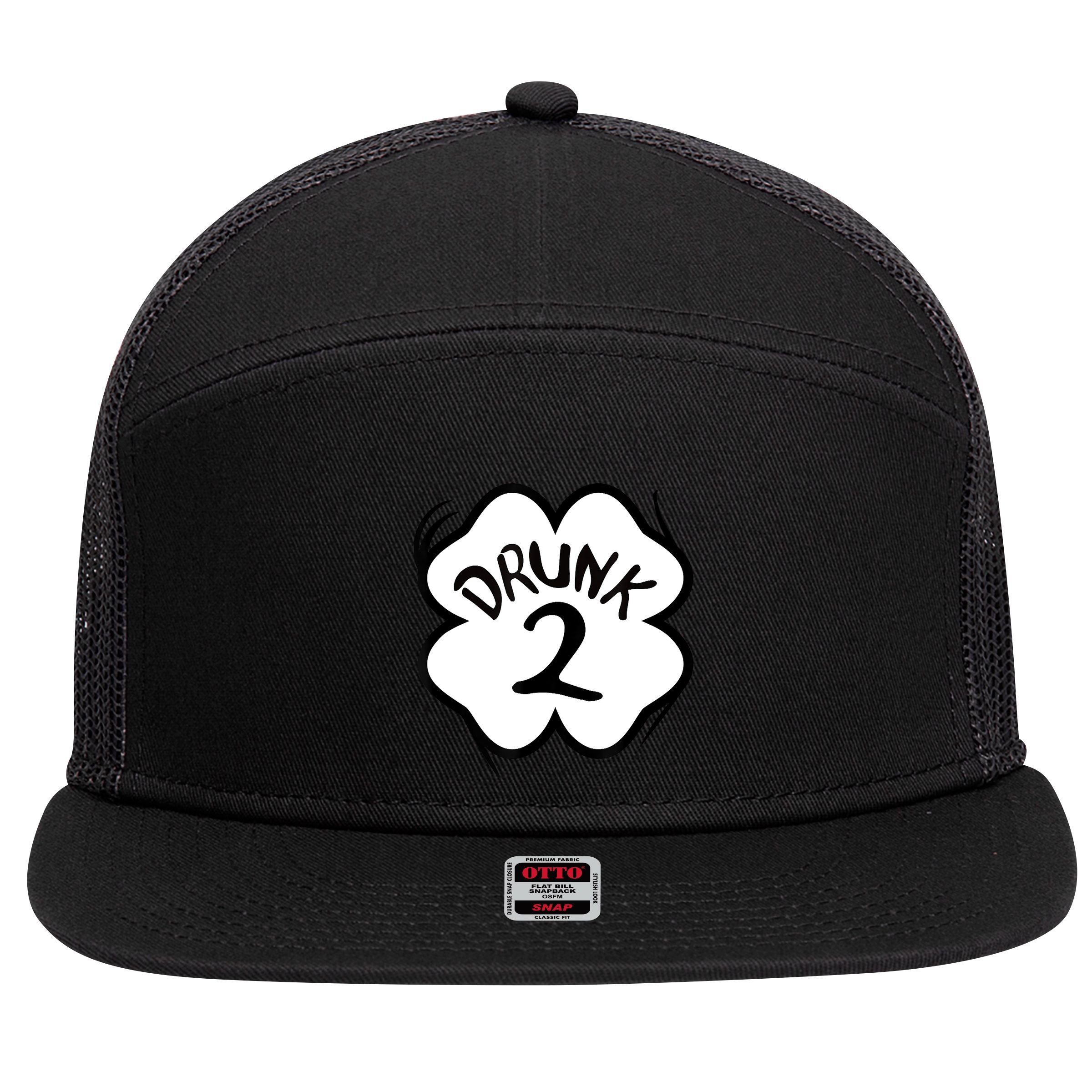 Drunk 2 St Pattys Day Green Tee Drinking Team Group Matching 7 Panel Mesh Trucker Snapback Hat