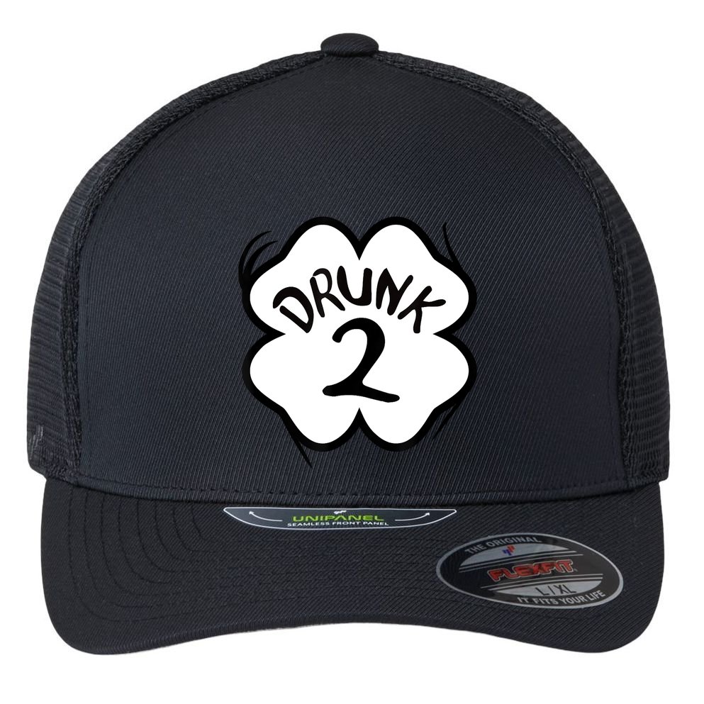 Drunk 2 St Pattys Day Green Tee Drinking Team Group Matching Flexfit Unipanel Trucker Cap