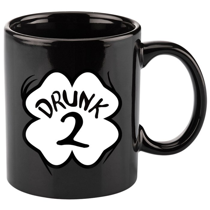 Drunk 2 St Pattys Day Green Tee Drinking Team Group Matching 11oz C Handle Ceramic Mug