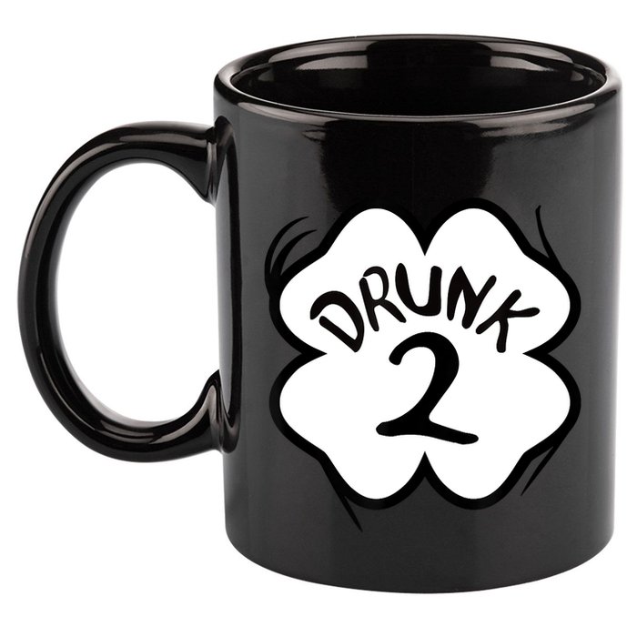 Drunk 2 St Pattys Day Green Tee Drinking Team Group Matching 11oz C Handle Ceramic Mug