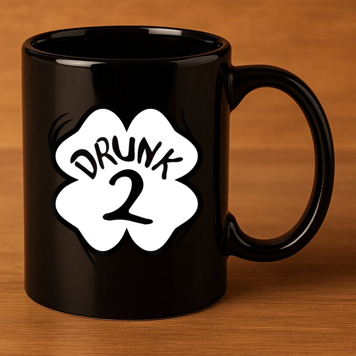 Drunk 2 St Pattys Day Green Tee Drinking Team Group Matching 11oz C Handle Ceramic Mug