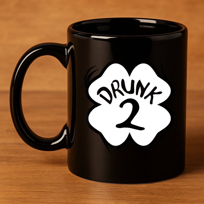 Drunk 2 St Pattys Day Green Tee Drinking Team Group Matching 11oz C Handle Ceramic Mug
