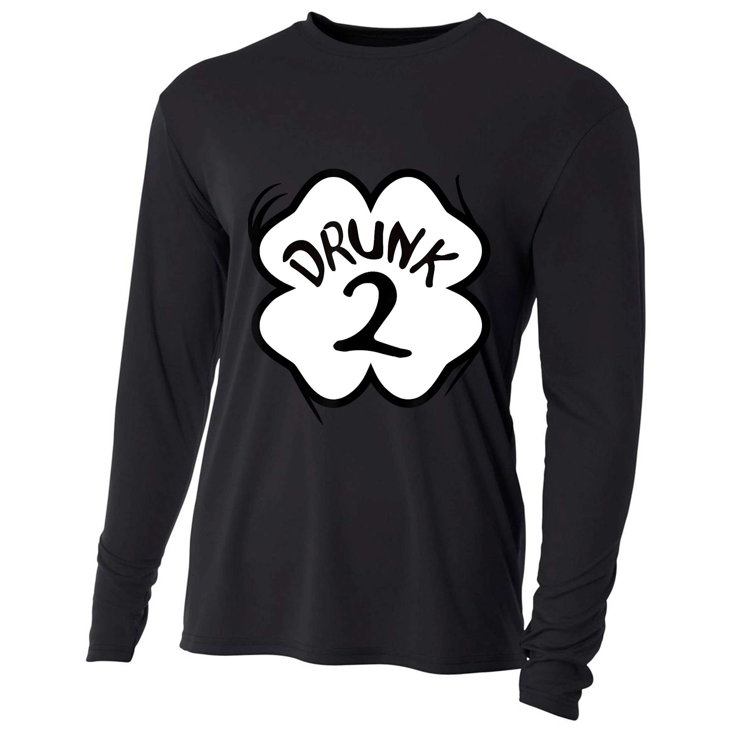 Drunk 2 St Pattys Day Green Tee Drinking Team Group Matching Cooling Performance Long Sleeve Crew