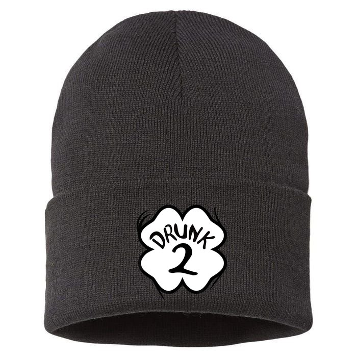 Drunk 2 St Pattys Day Green Tee Drinking Team Group Matching Sustainable Knit Beanie