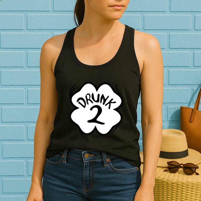 Drunk 2 St Pattys Day Green Tee Drinking Team Group Matching Womens Tank Top
