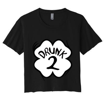 Drunk 2 St Pattys Day Green Tee Drinking Team Group Matching Crop Top