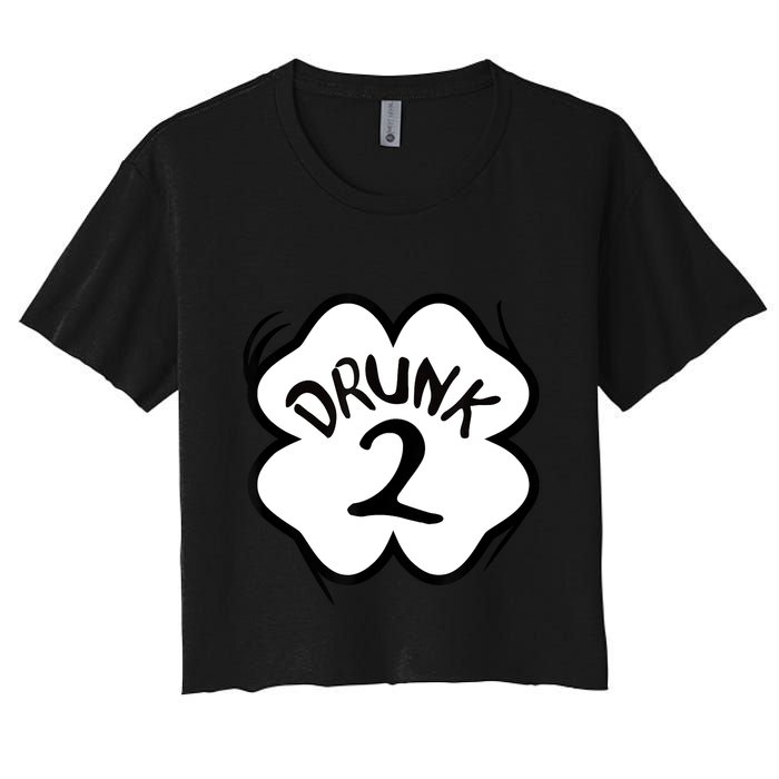 Drunk 2 St Pattys Day Green Tee Drinking Team Group Matching Crop Top