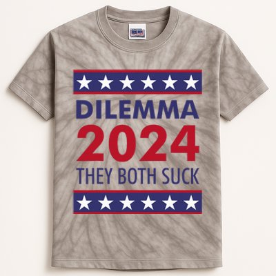 Dilemma 2024 They Both Suck Funny Sarcastic Us Election Kids Tie-Dye T-Shirt