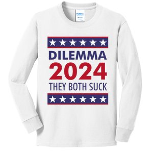 Dilemma 2024 They Both Suck Funny Sarcastic Us Election Kids Long Sleeve Shirt