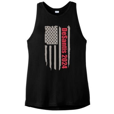 Desantis 2024 USA Flag Ron Desantis 2024 Election Desantis President 2024 Ladies PosiCharge Tri-Blend Wicking Tank