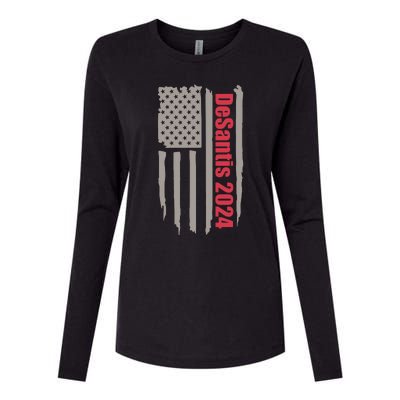 Desantis 2024 USA Flag Ron Desantis 2024 Election Desantis President 2024 Womens Cotton Relaxed Long Sleeve T-Shirt