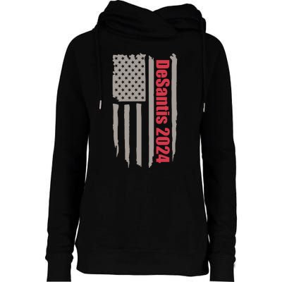 Desantis 2024 USA Flag Ron Desantis 2024 Election Desantis President 2024 Womens Funnel Neck Pullover Hood