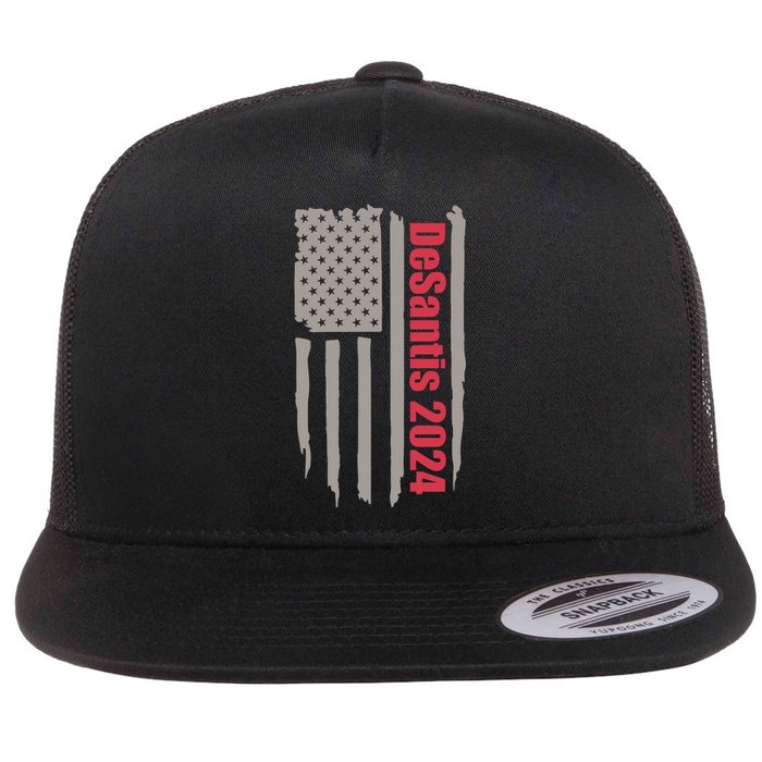 Desantis 2024 USA Flag Ron Desantis 2024 Election Desantis President 2024 Flat Bill Trucker Hat