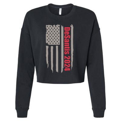 Desantis 2024 USA Flag Ron Desantis 2024 Election Desantis President 2024 Cropped Pullover Crew