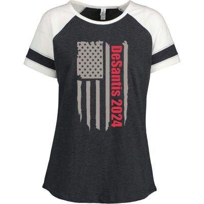 Desantis 2024 USA Flag Ron Desantis 2024 Election Desantis President 2024 Enza Ladies Jersey Colorblock Tee